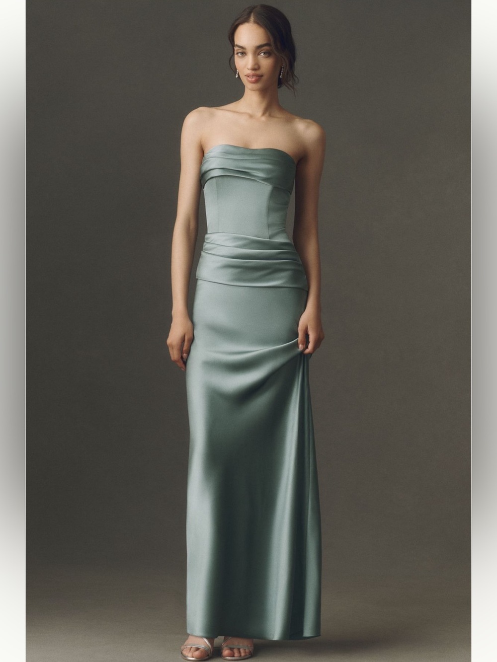 Mare Mare Isabella Strapless Ruched Corset Dress in Ice Blue